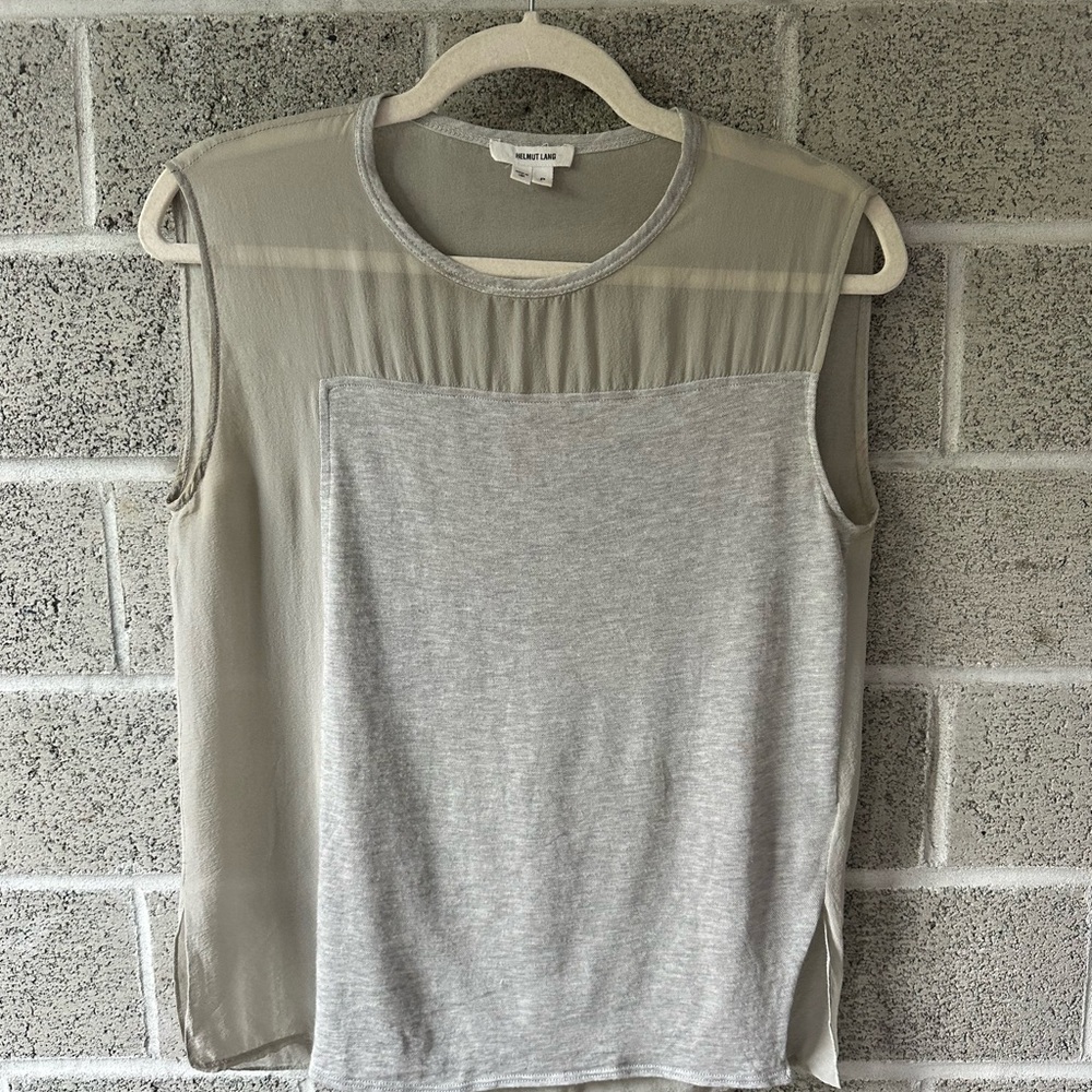 Helmut Lang Light Gray Sheer Silk blend Blouse